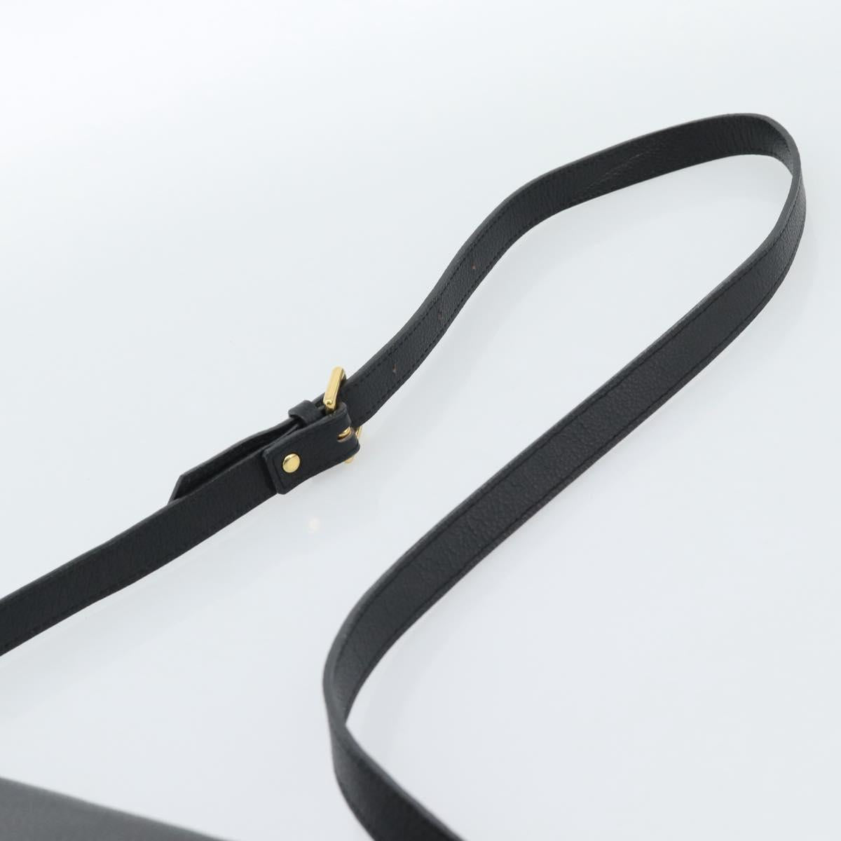 SAINT LAURENT Shoulder Bag Leather Black Gold Auth ar13928