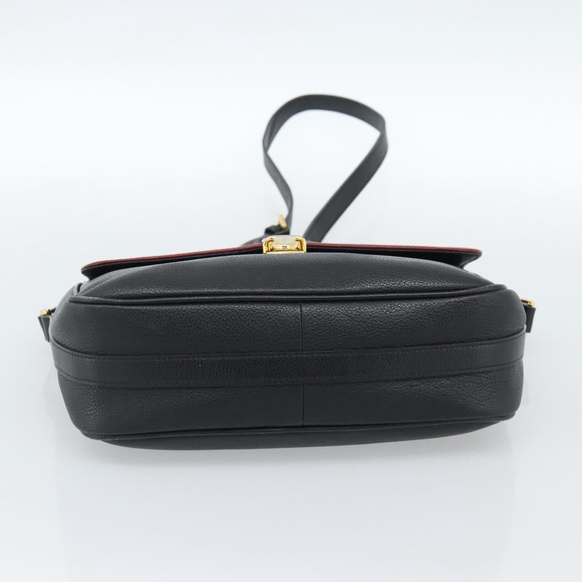 SAINT LAURENT Shoulder Bag Leather Black Gold Auth ar13928