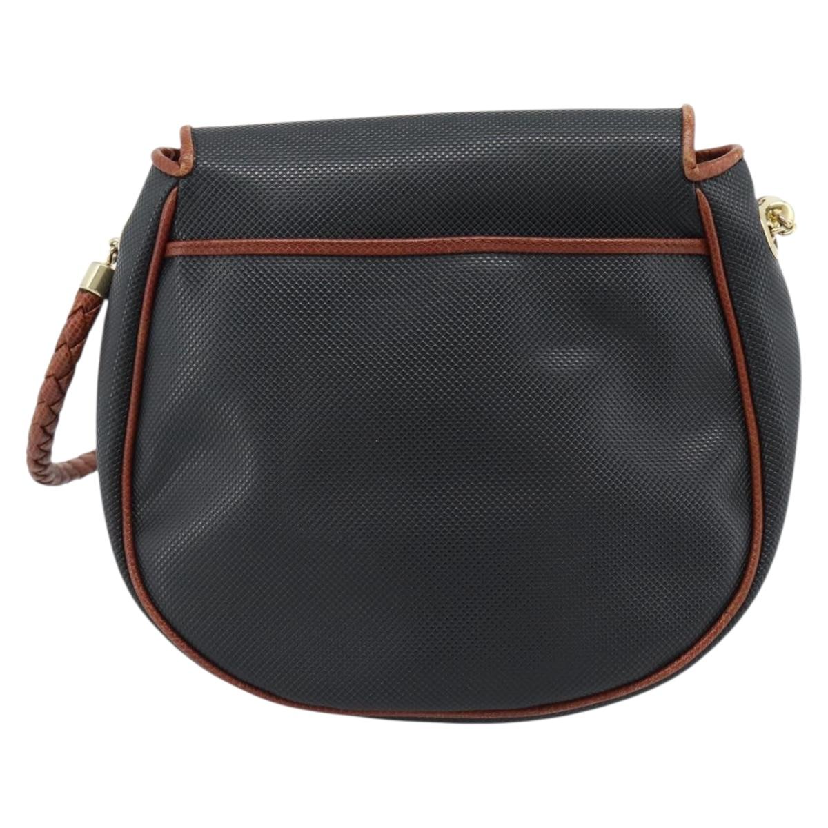 BOTTEGA VENETA Shoulder Bag Leather Black Gold Auth ar13929