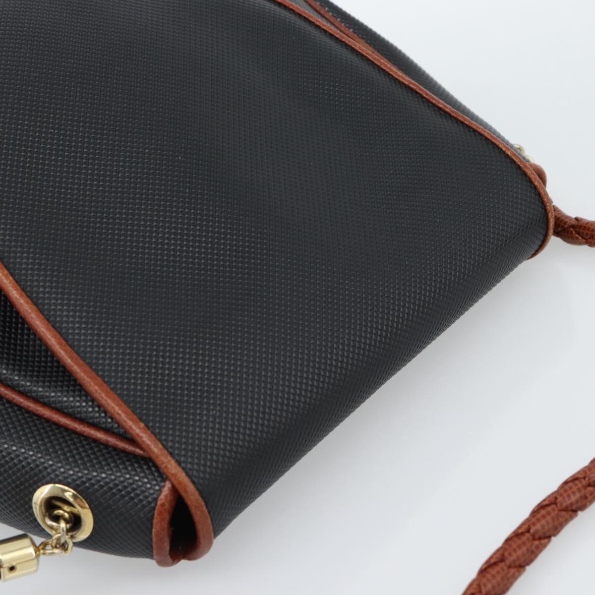 BOTTEGA VENETA Shoulder Bag Leather Black Gold Auth ar13929