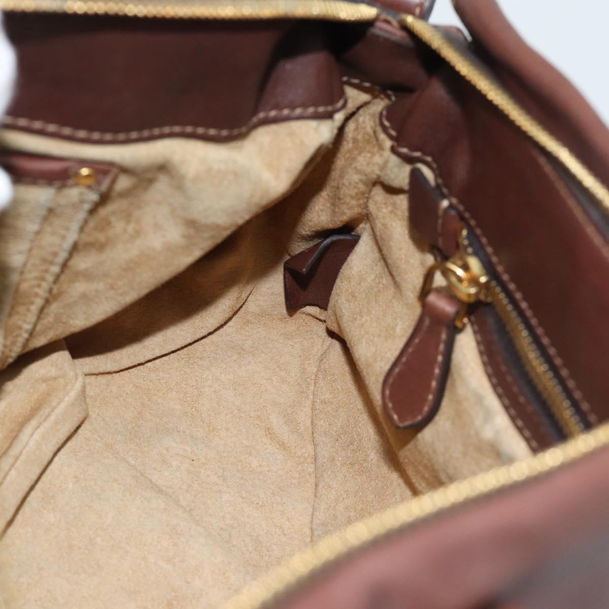 PRADA Hand Bag Leather 2way Brown Gold Auth ar13931A