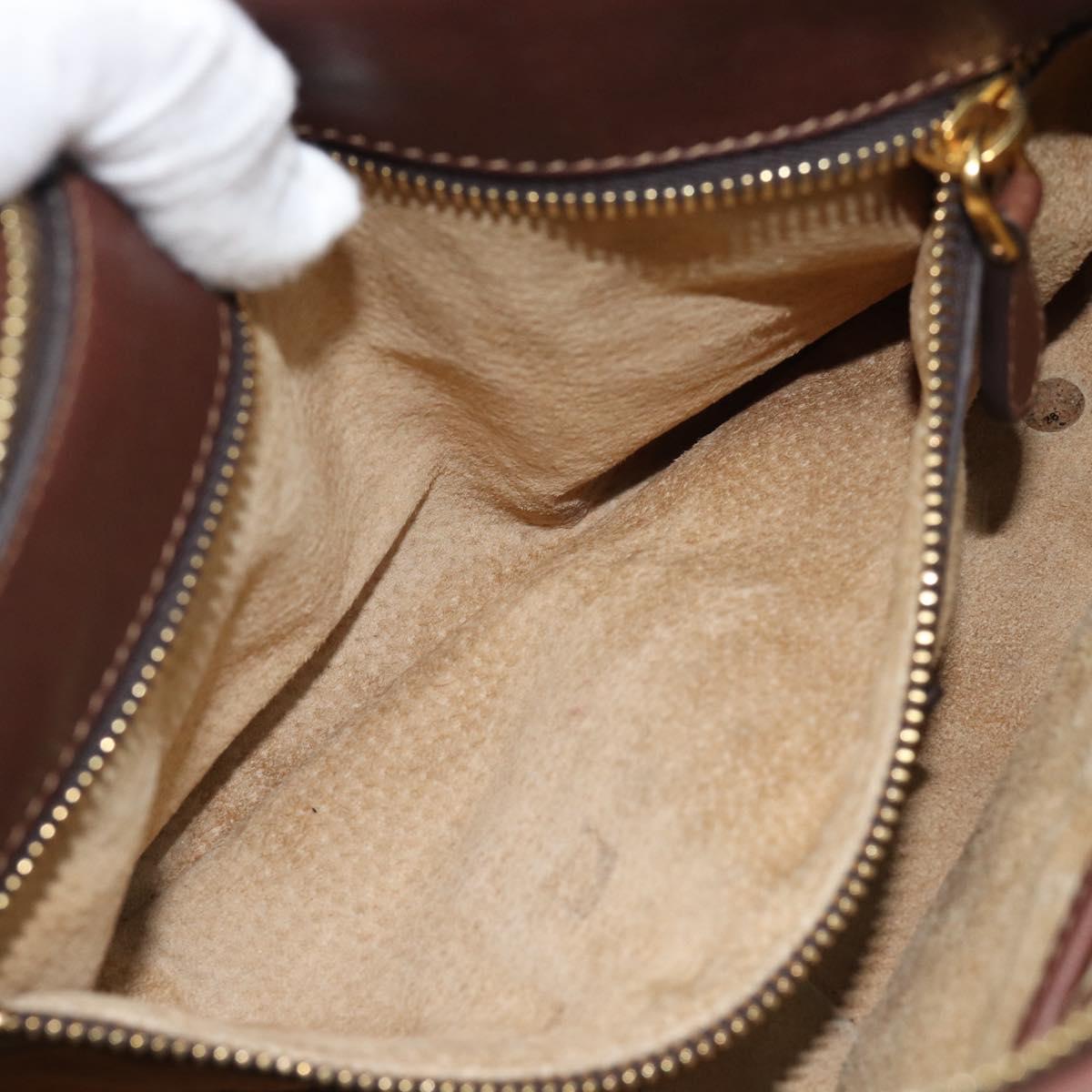 PRADA Hand Bag Leather 2way Brown Gold Auth ar13931A