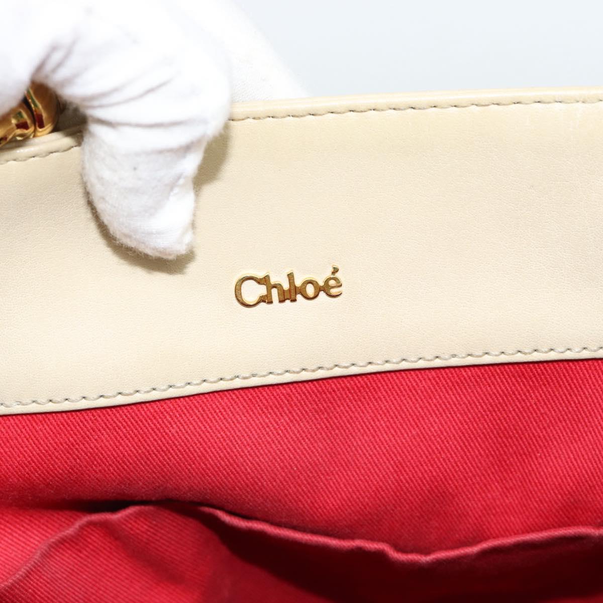 Chloe Tote Bag Leather Ivory Gold Auth ar13933