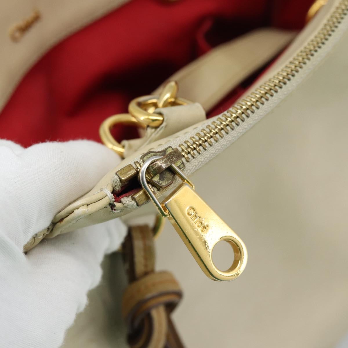 Chloe Tote Bag Leather Ivory Gold Auth ar13933