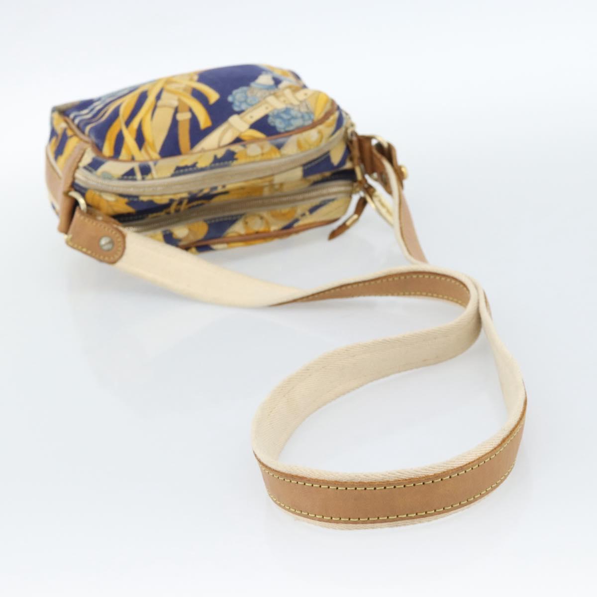 LOEWE Shoulder Bag Canvas Blue Gold Auth ar13934