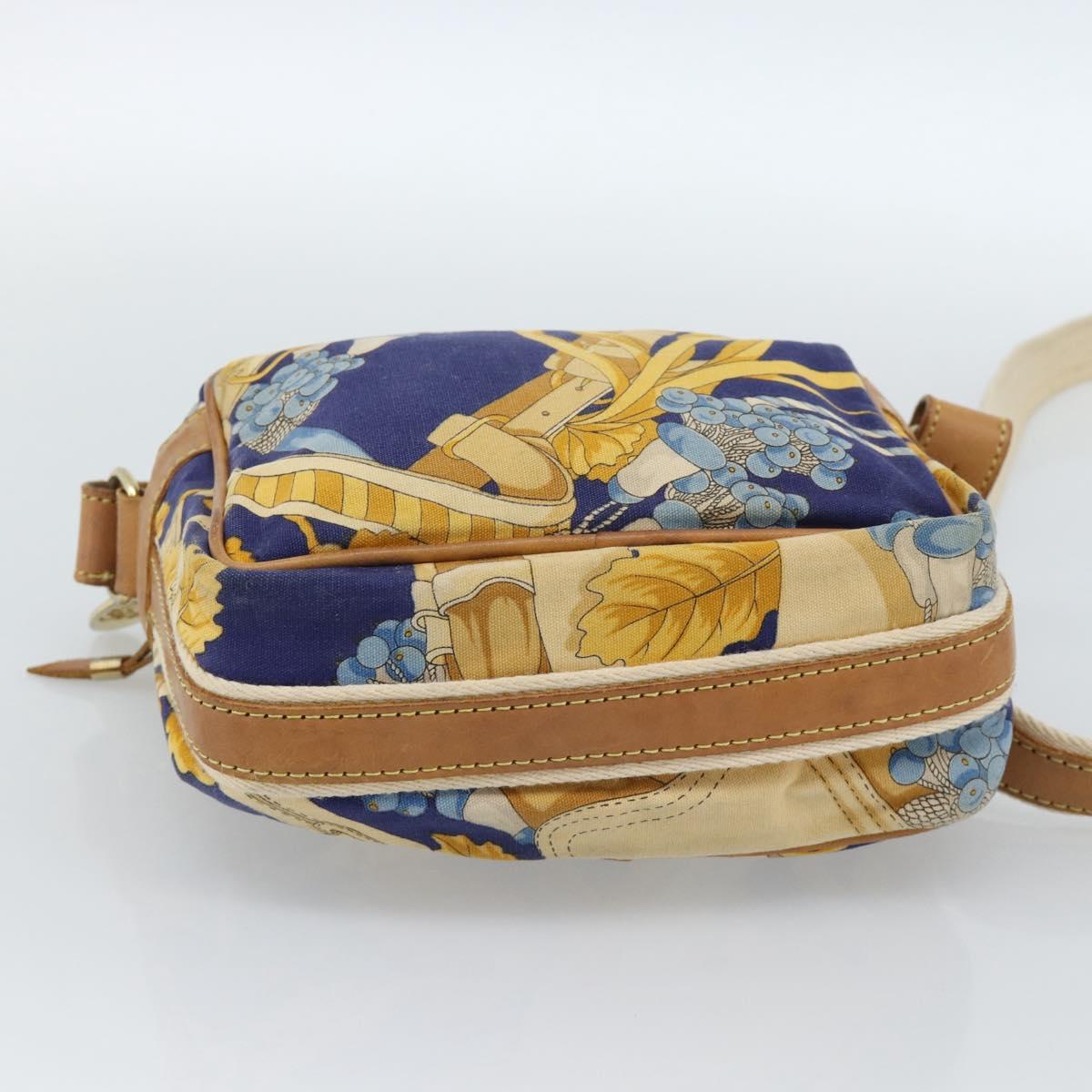 LOEWE Shoulder Bag Canvas Blue Gold Auth ar13934