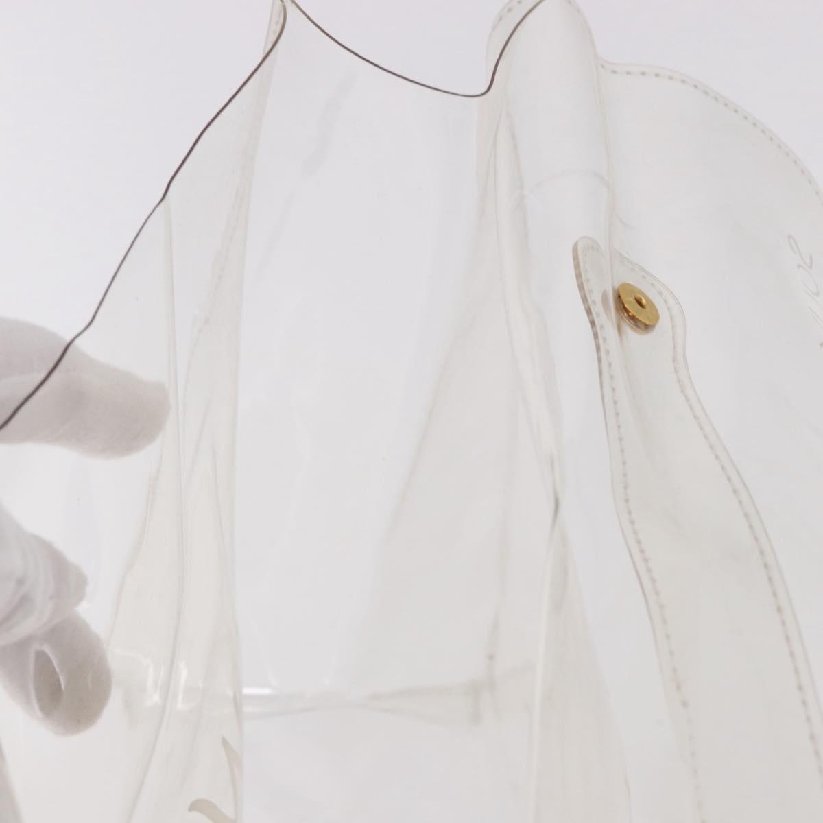 HERMES Vinyl Kelly Hand Bag Vinyl Clear Gold Auth ar13937