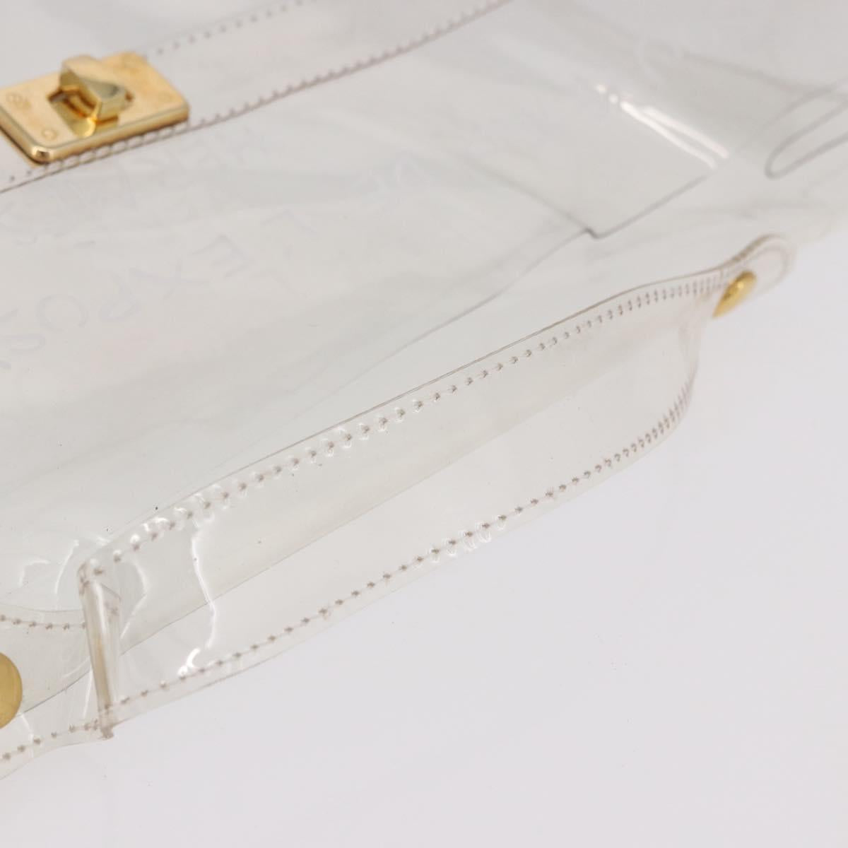 HERMES Vinyl Kelly Hand Bag Vinyl Clear Gold Auth ar13937
