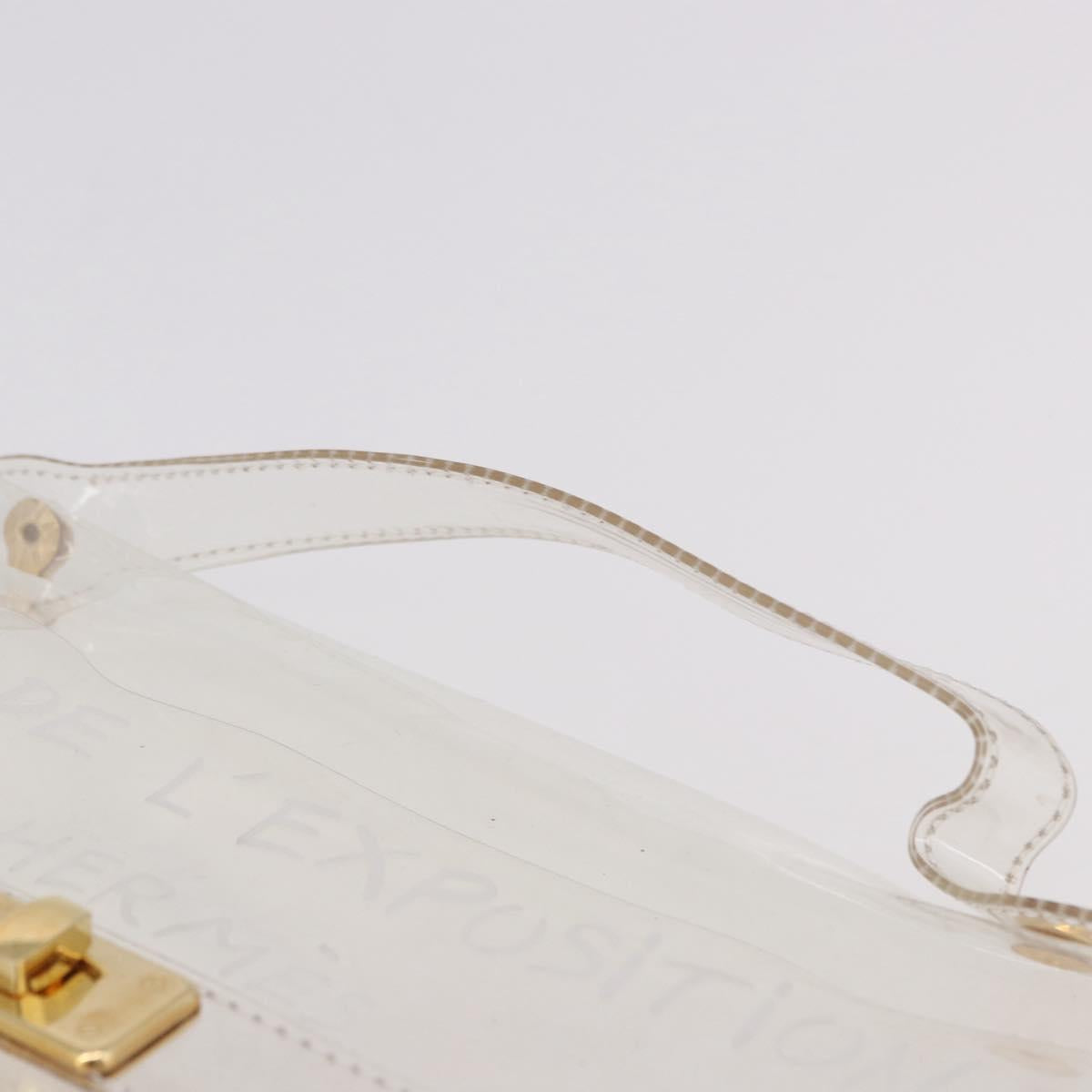 HERMES Vinyl Kelly Hand Bag Vinyl Clear Gold Auth ar13937
