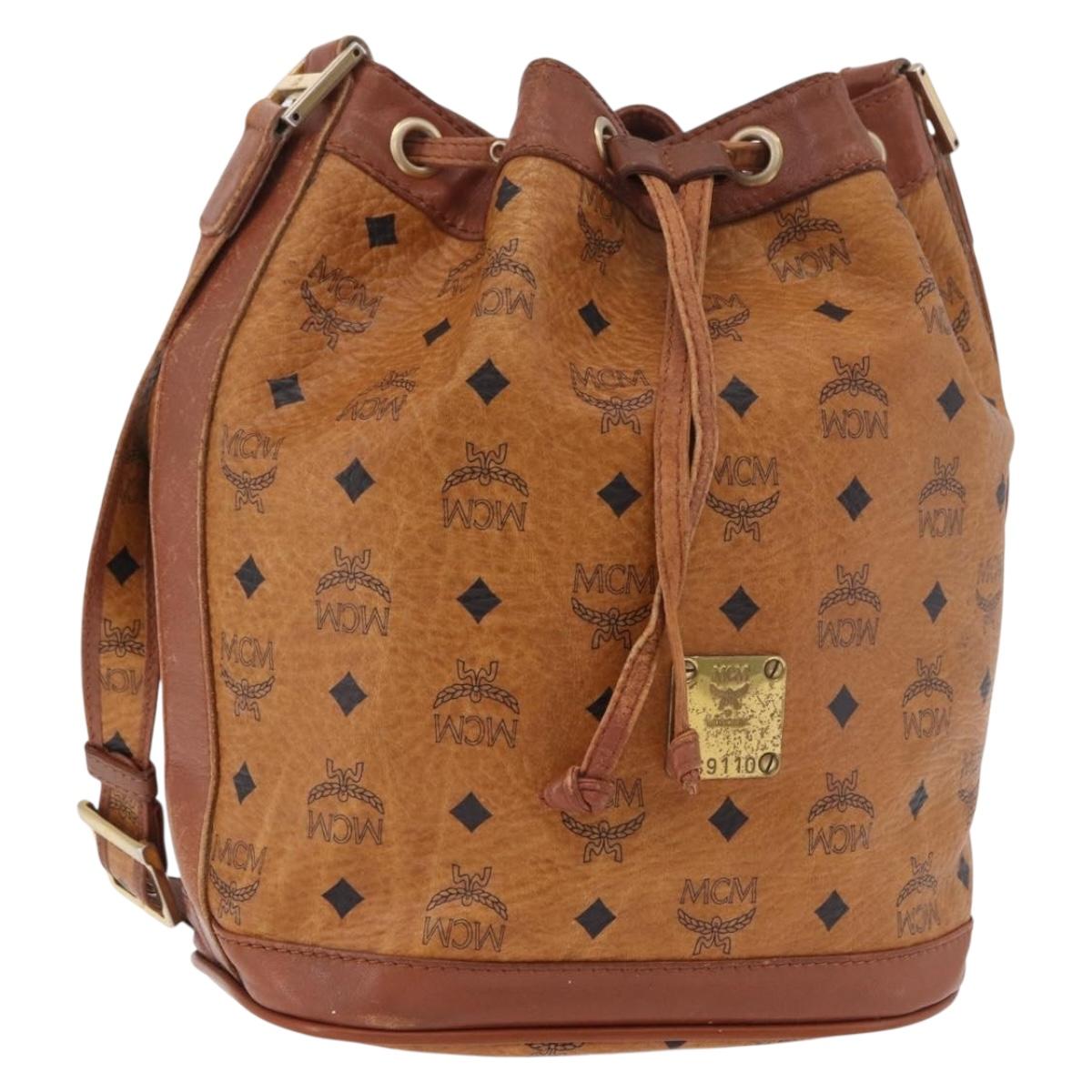 MCM Vicetos Logogram Purse Shoulder Bag PVC Leather Brown Gold Auth ar13940