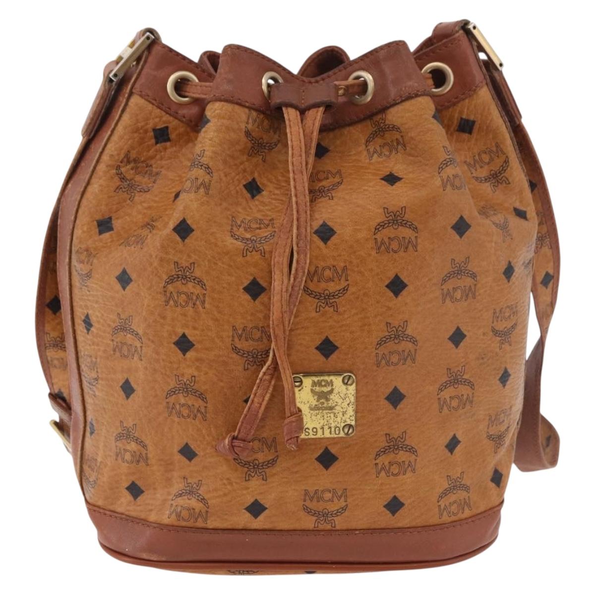 MCM Vicetos Logogram Purse Shoulder Bag PVC Leather Brown Gold Auth ar13940