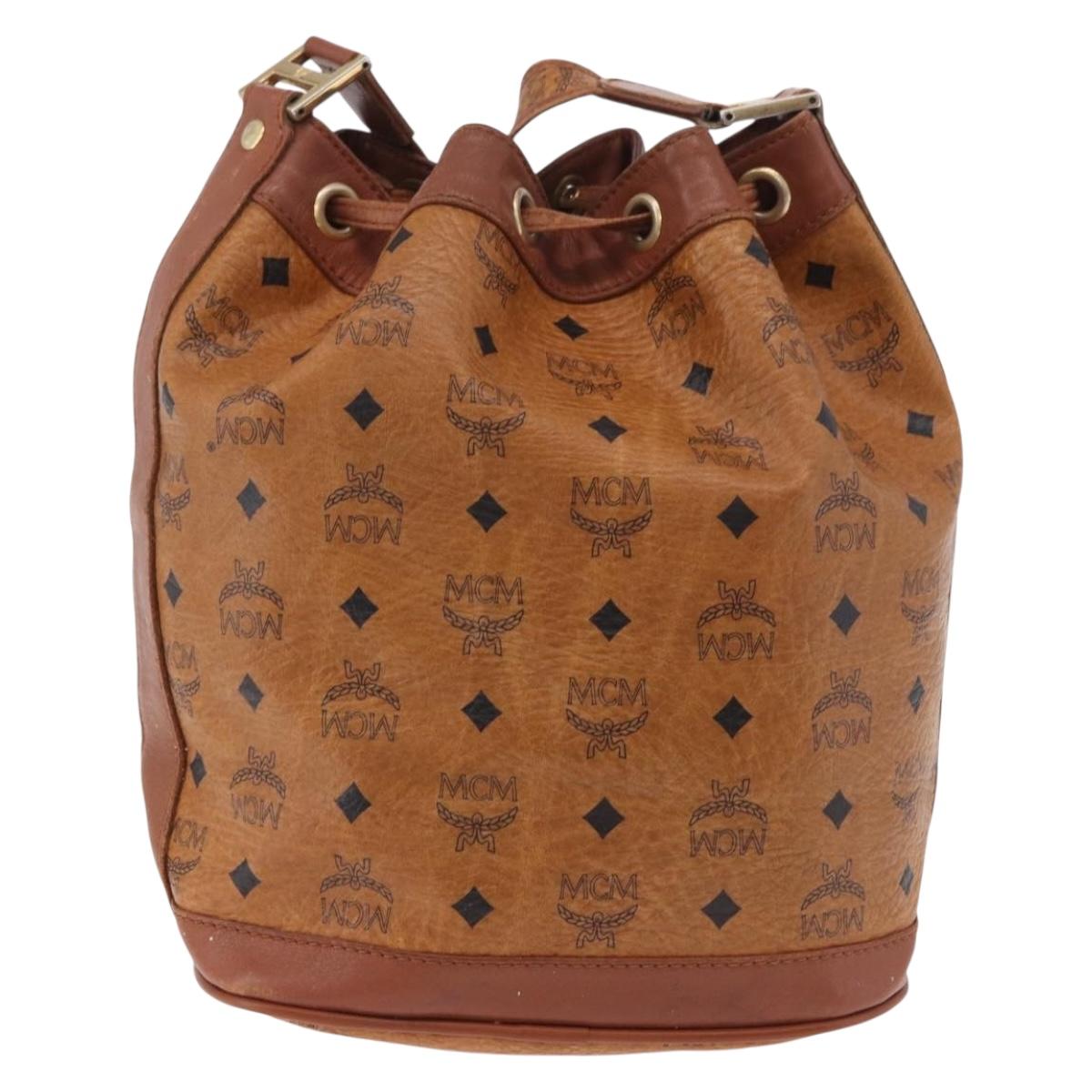 MCM Vicetos Logogram Purse Shoulder Bag PVC Leather Brown Gold Auth ar13940