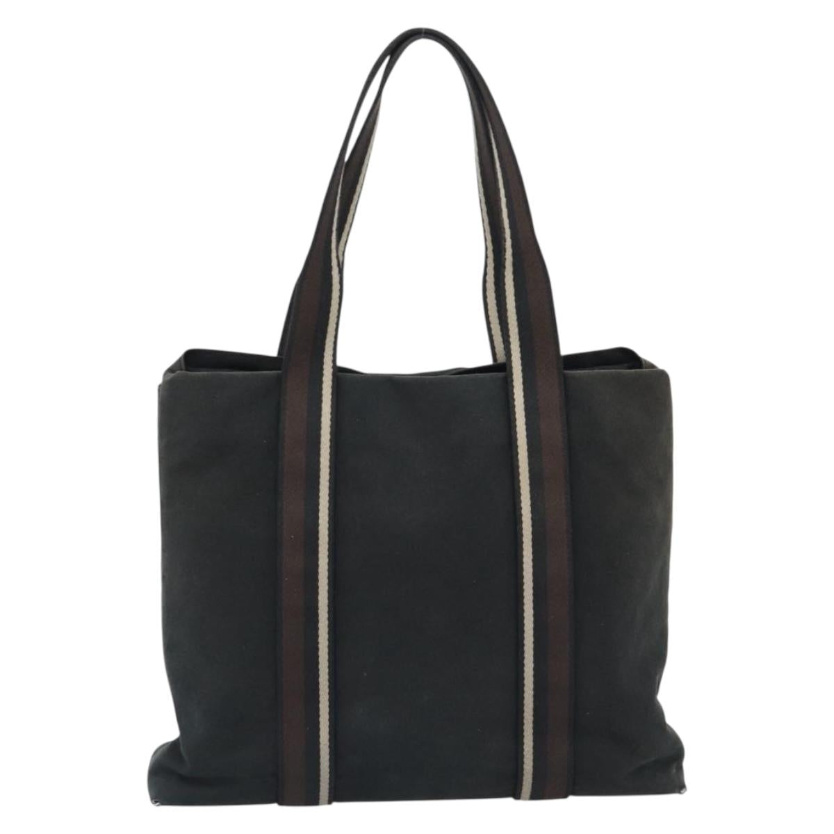 HERMES Troca Vertical Tote Bag Cotton Black Silver Auth ar13941