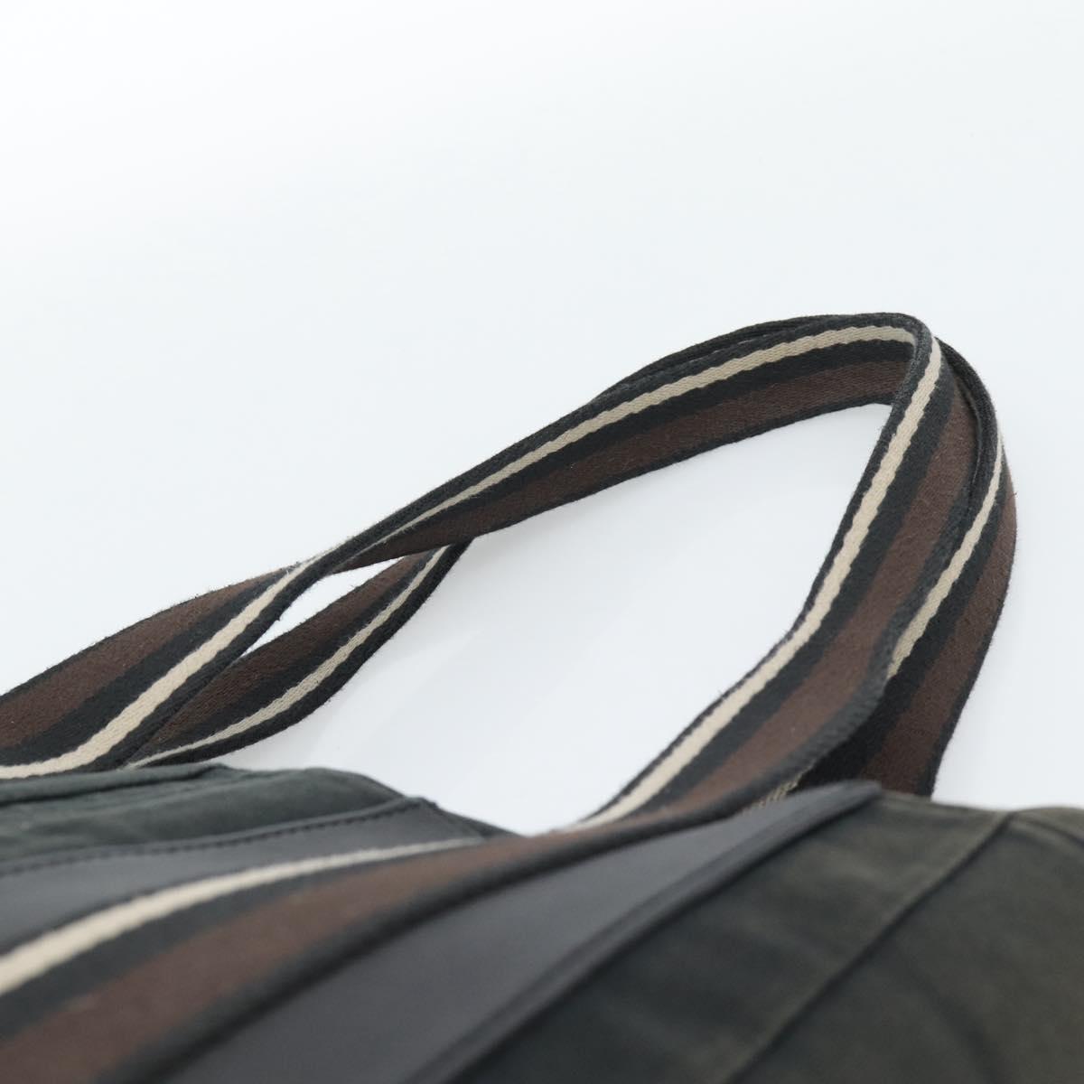 HERMES Troca Vertical Tote Bag Cotton Black Silver Auth ar13941