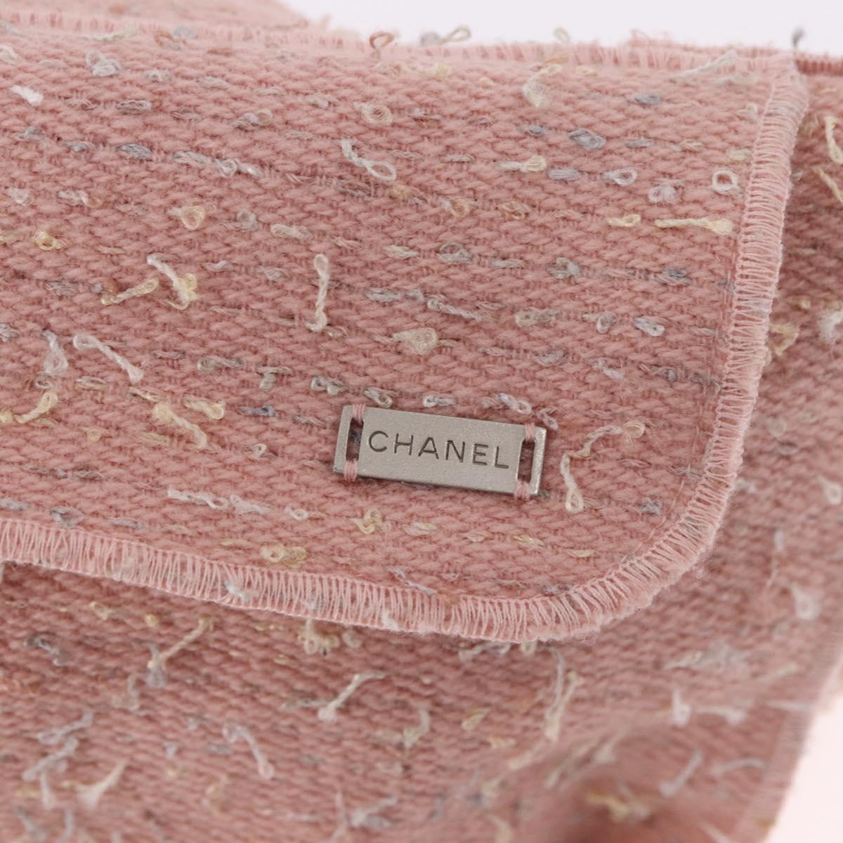 CHANEL Shoulder Bag Tweed Pink Silver CC Auth ar13942A