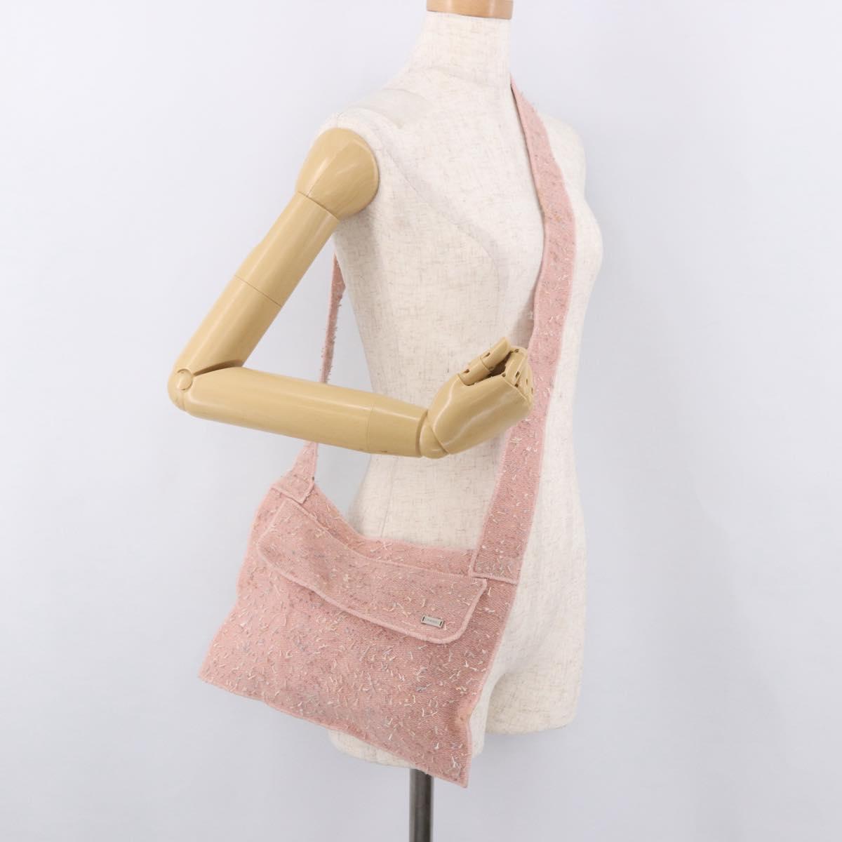 CHANEL Shoulder Bag Tweed Pink Silver CC Auth ar13942A