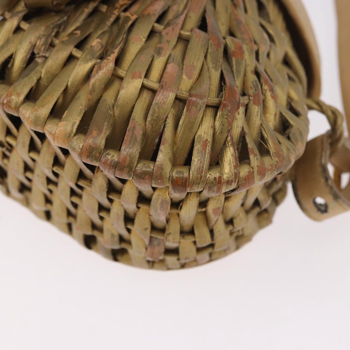 BOTTEGA VENETA Shoulder Bag Rattan Gold Auth ar13948