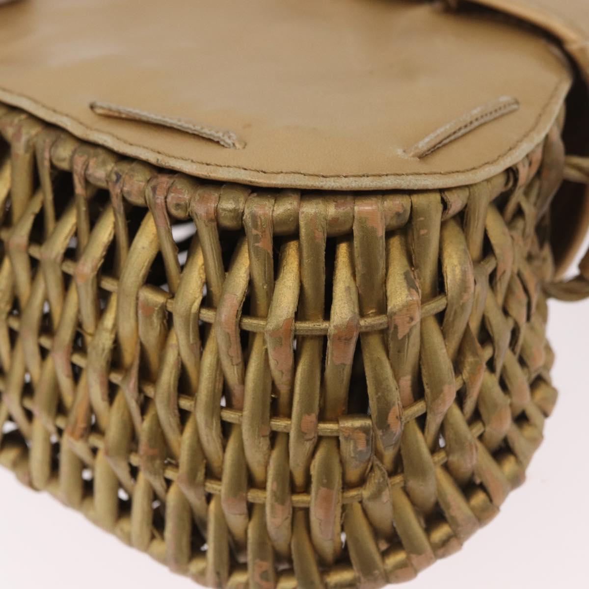 BOTTEGA VENETA Shoulder Bag Rattan Gold Auth ar13948