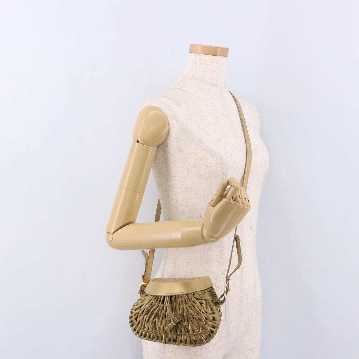 BOTTEGA VENETA Shoulder Bag Rattan Gold Auth ar13948