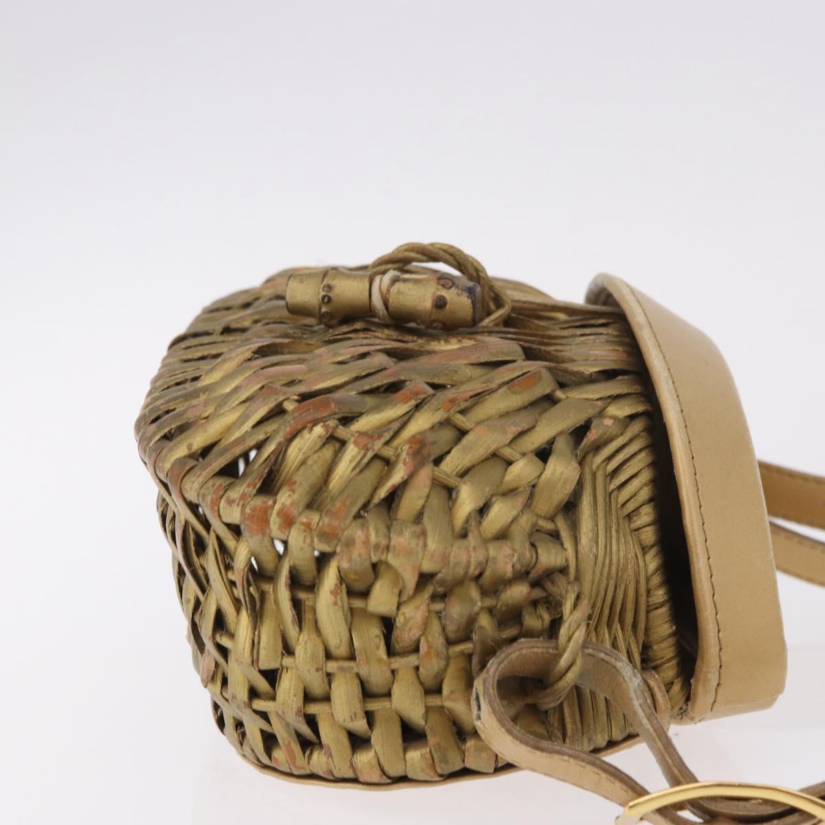 BOTTEGA VENETA Shoulder Bag Rattan Gold Auth ar13948