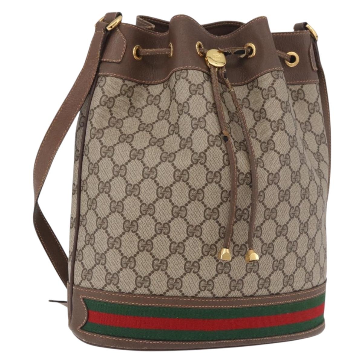 GUCCI GG Supreme Web Sherry Line Purse Bag PVC Beige 164 02 085 Auth ar13949