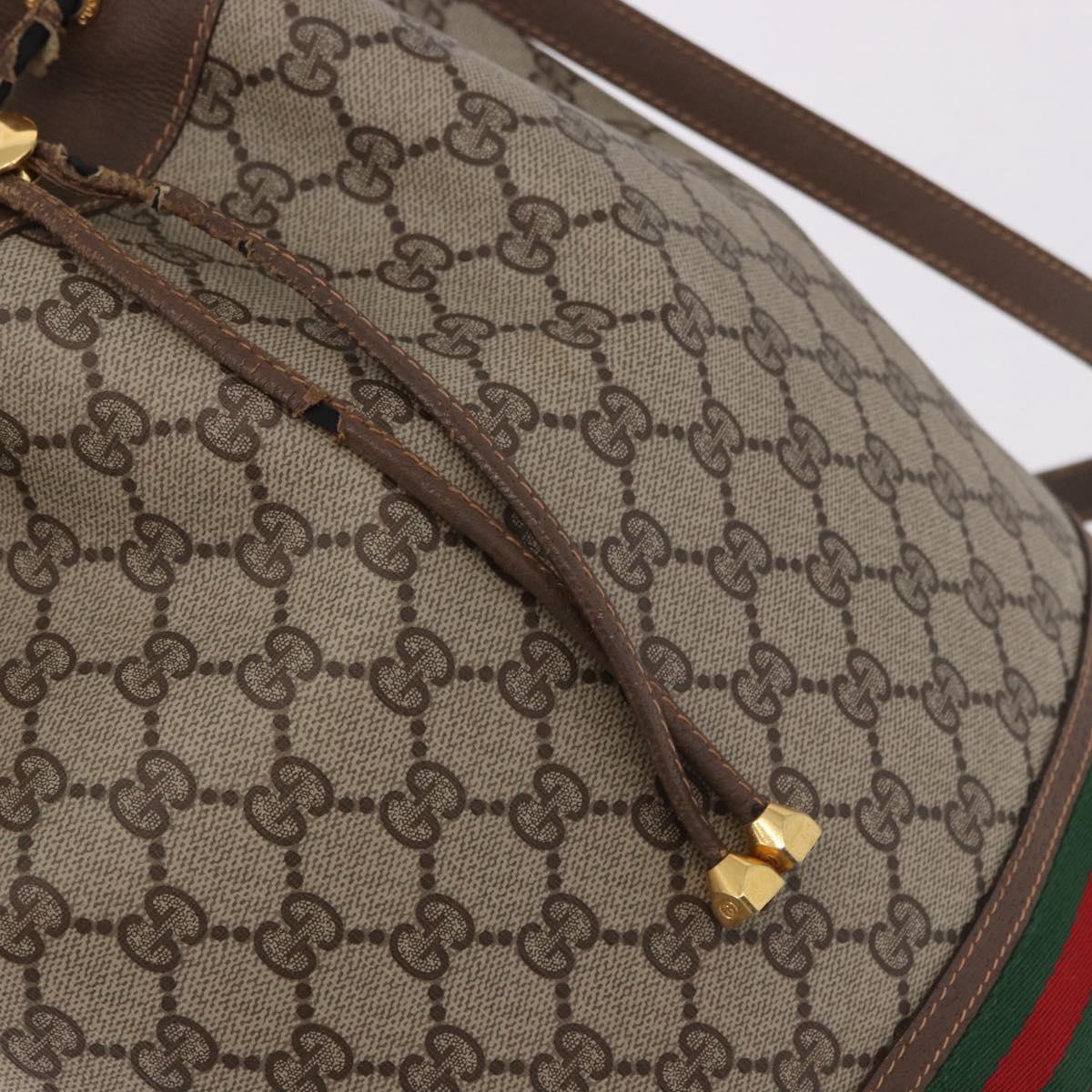 GUCCI GG Supreme Web Sherry Line Purse Bag PVC Beige 164 02 085 Auth ar13949