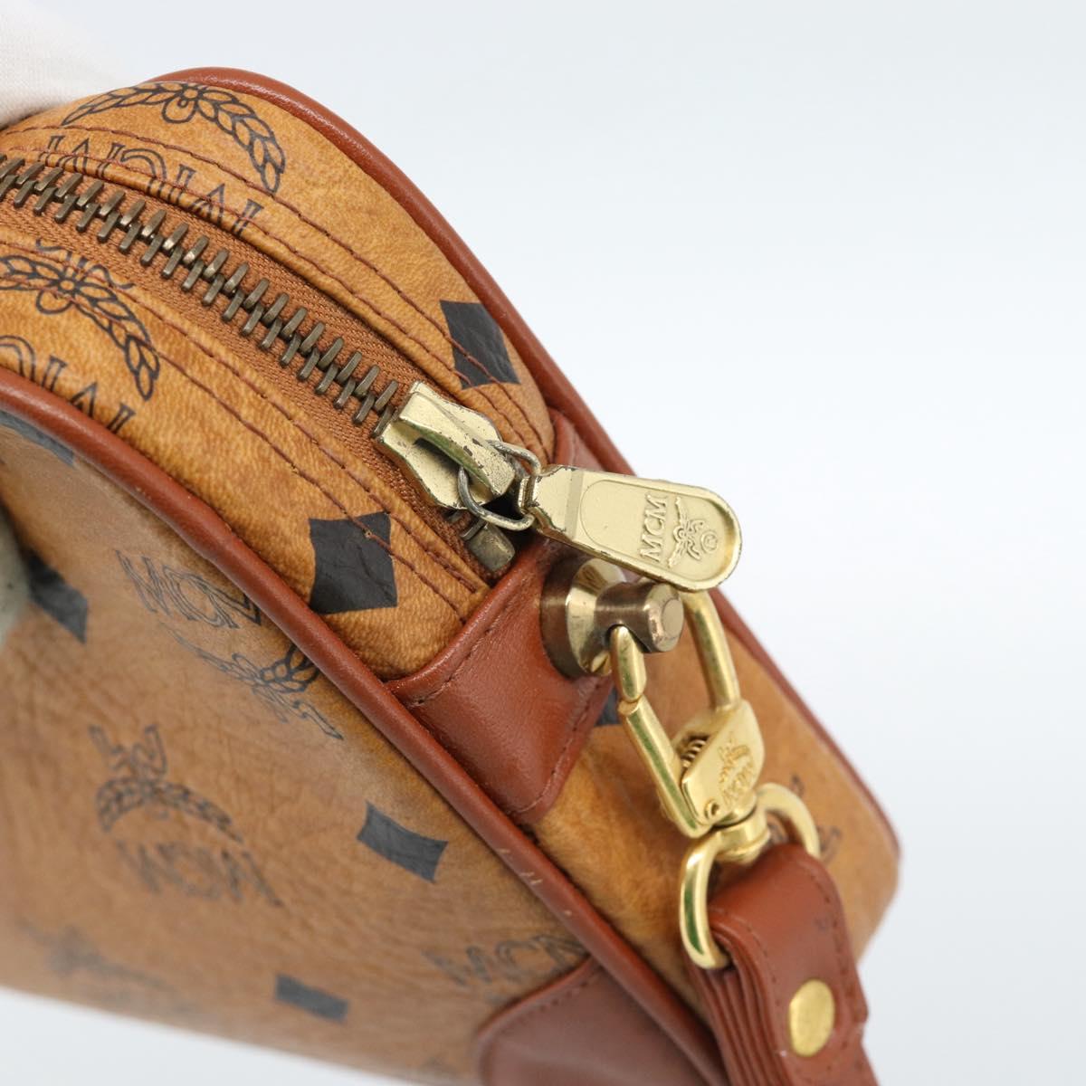 MCM Vicetos Logogram Clutch Bag PVC Leather Brown Gold Auth ar13951