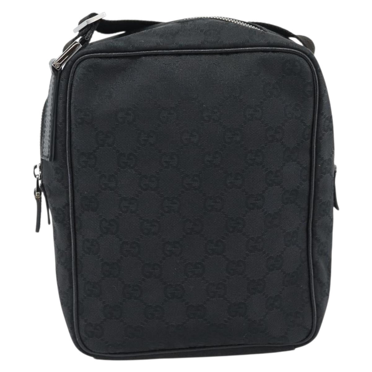GUCCI GG Canvas Shoulder Bag Black Silver 122759 Auth ar13952