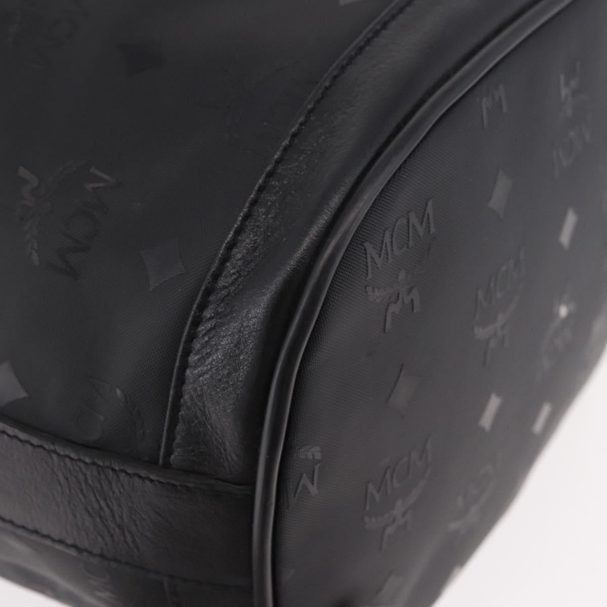 MCM Vicetos Logogram Shoulder Bag PVC Black Gold Auth ar13954