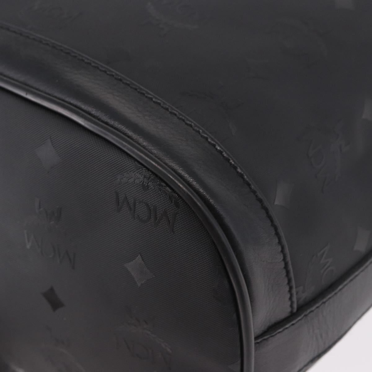MCM Vicetos Logogram Shoulder Bag PVC Black Gold Auth ar13954