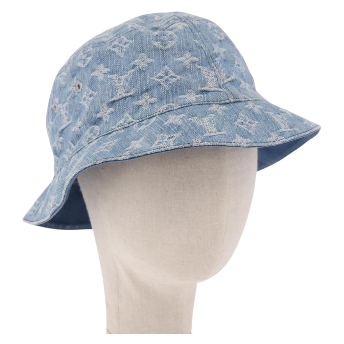 LOUIS VUITTON Monogram Denim Bucket hat Hat Blue LV Auth ar13961A
