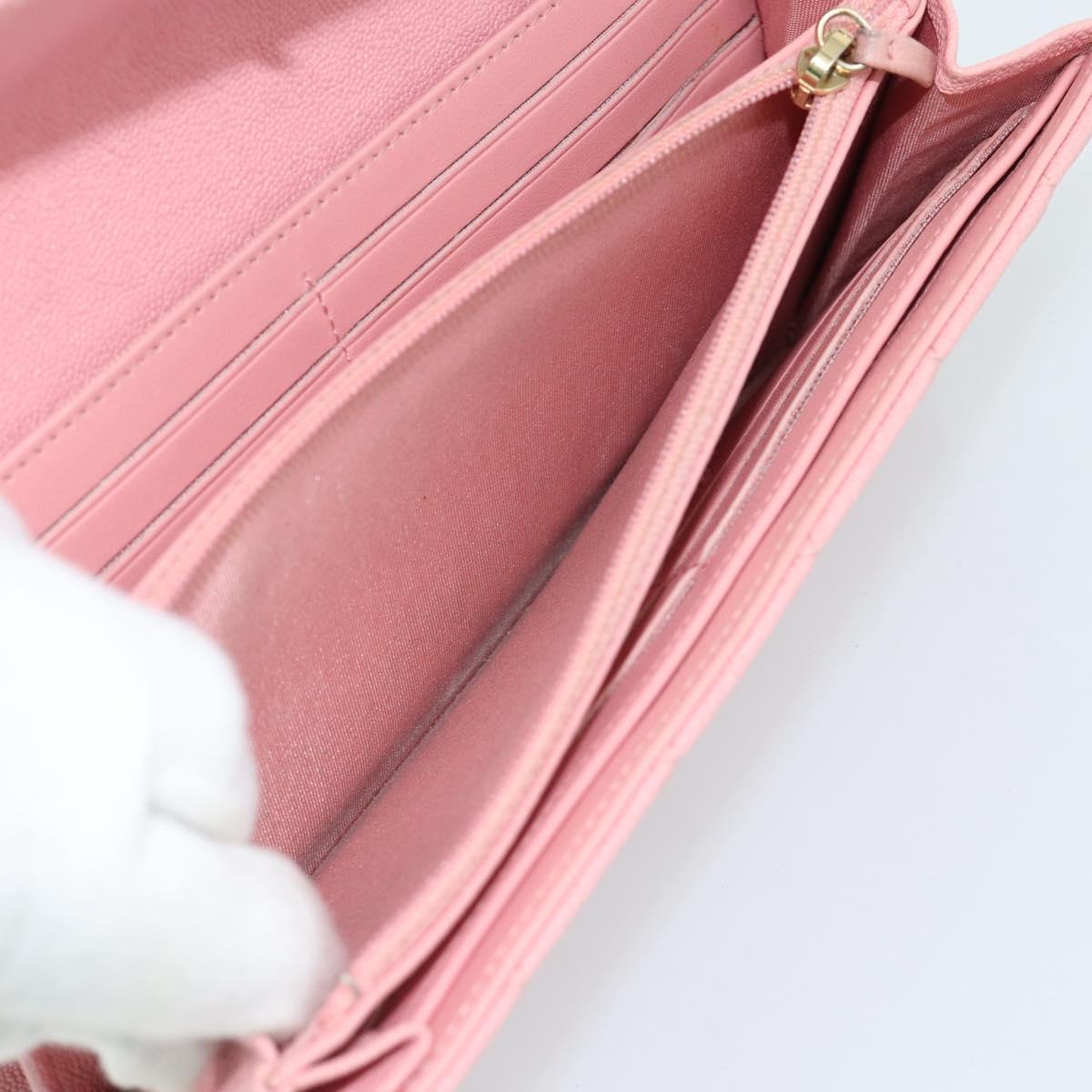 CHANEL Boy Chanel Long Wallet Caviar Skin Pink Gold CC Auth ar13963