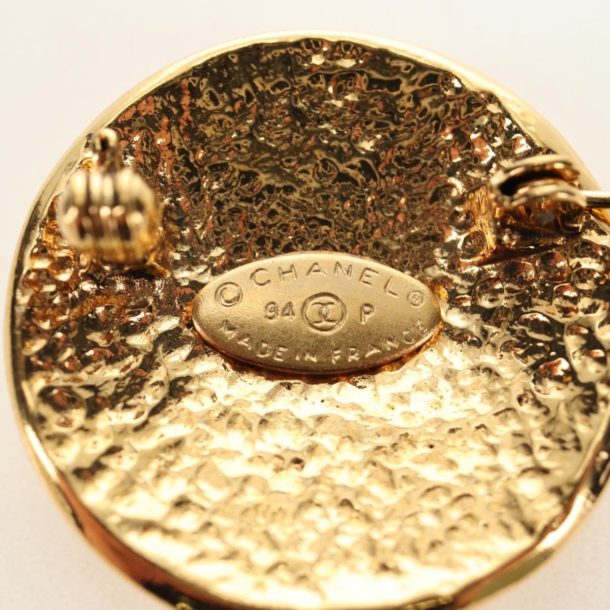 CHANEL Brooch metal Gold Tone CC Auth ar13964V
