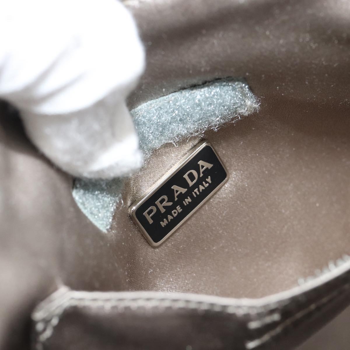 PRADA Hand Bag Canvas Gray Auth ar13973