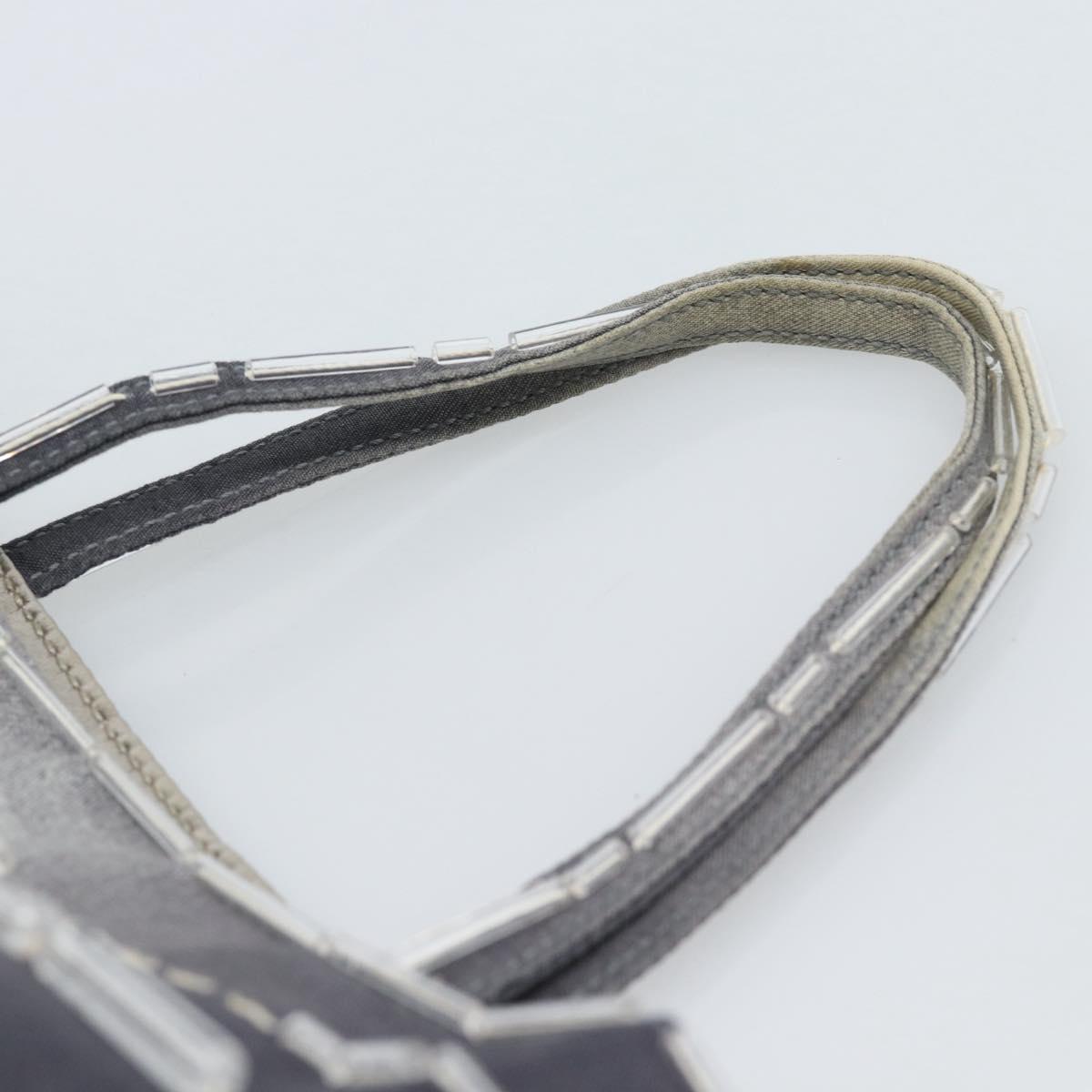PRADA Hand Bag Canvas Gray Auth ar13973