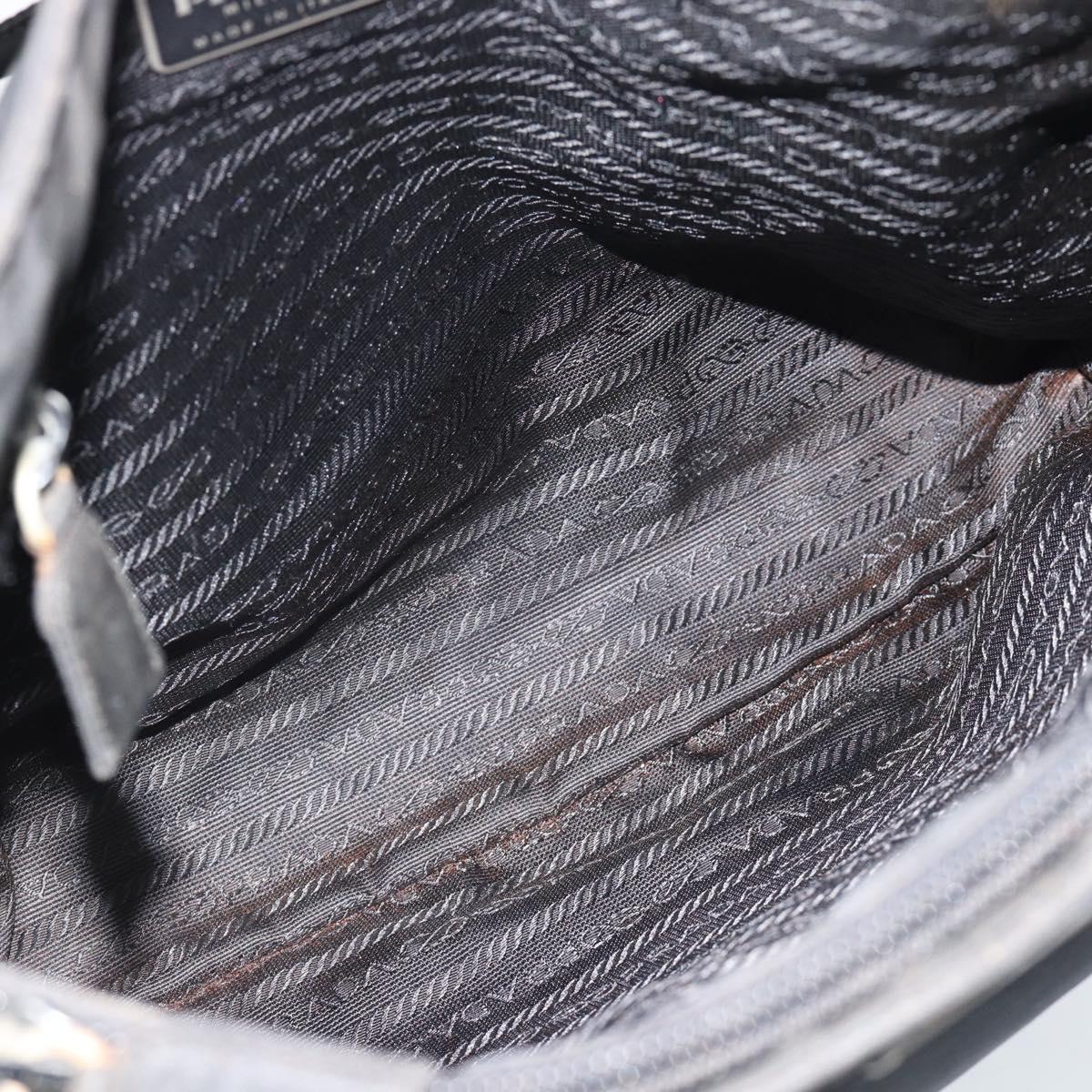 PRADA Hand Bag Nylon Black Silver Auth ar13974