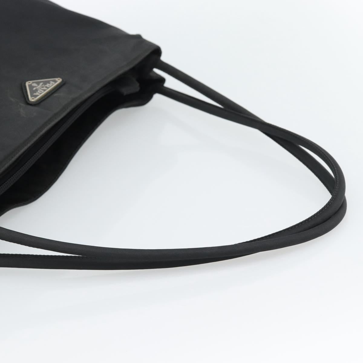 PRADA Hand Bag Nylon Black Silver Auth ar13974