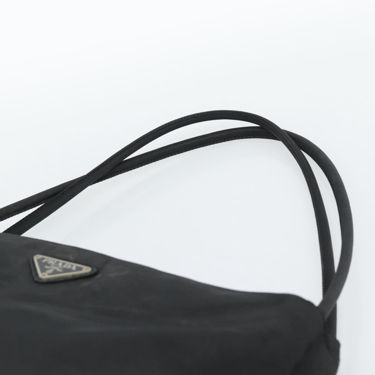 PRADA Hand Bag Nylon Black Silver Auth ar13974