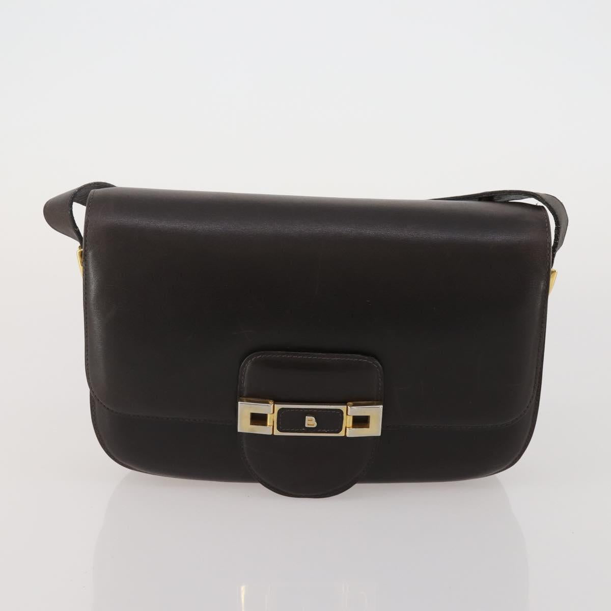 BALLY Chloe Shoulder Bag Suede Leather 2way 2 Set Dark Brown Beige Auth ar13975