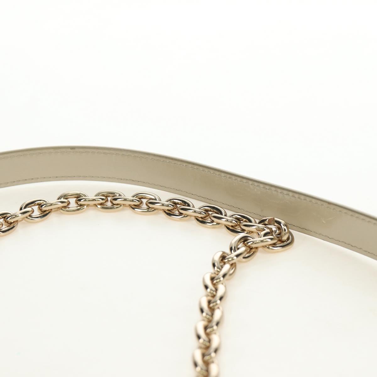 Christian Dior Montaigne Chain Bag Patent Leather Beige Gold Auth ar13976V