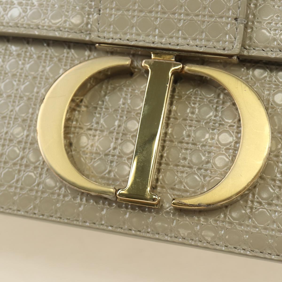 Christian Dior Montaigne Chain Bag Patent Leather Beige Gold Auth ar13976V