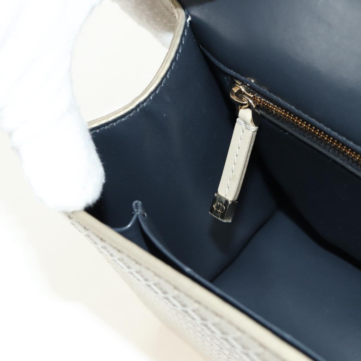 Christian Dior Montaigne Chain Bag Patent Leather Beige Gold Auth ar13976V