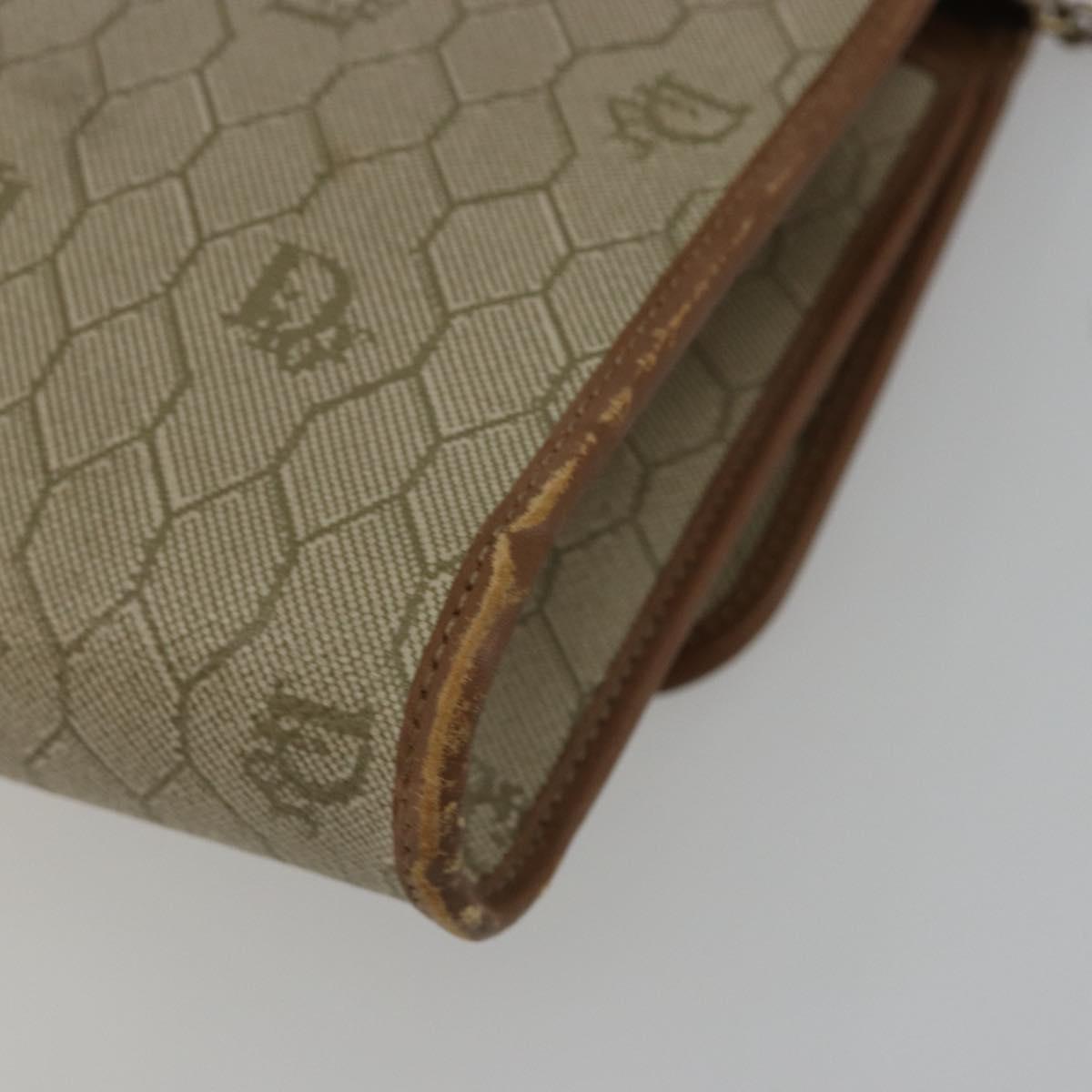 Christian Dior Honeycomb Canvas Shoulder Bag PVC Beige Gold Auth ar13978
