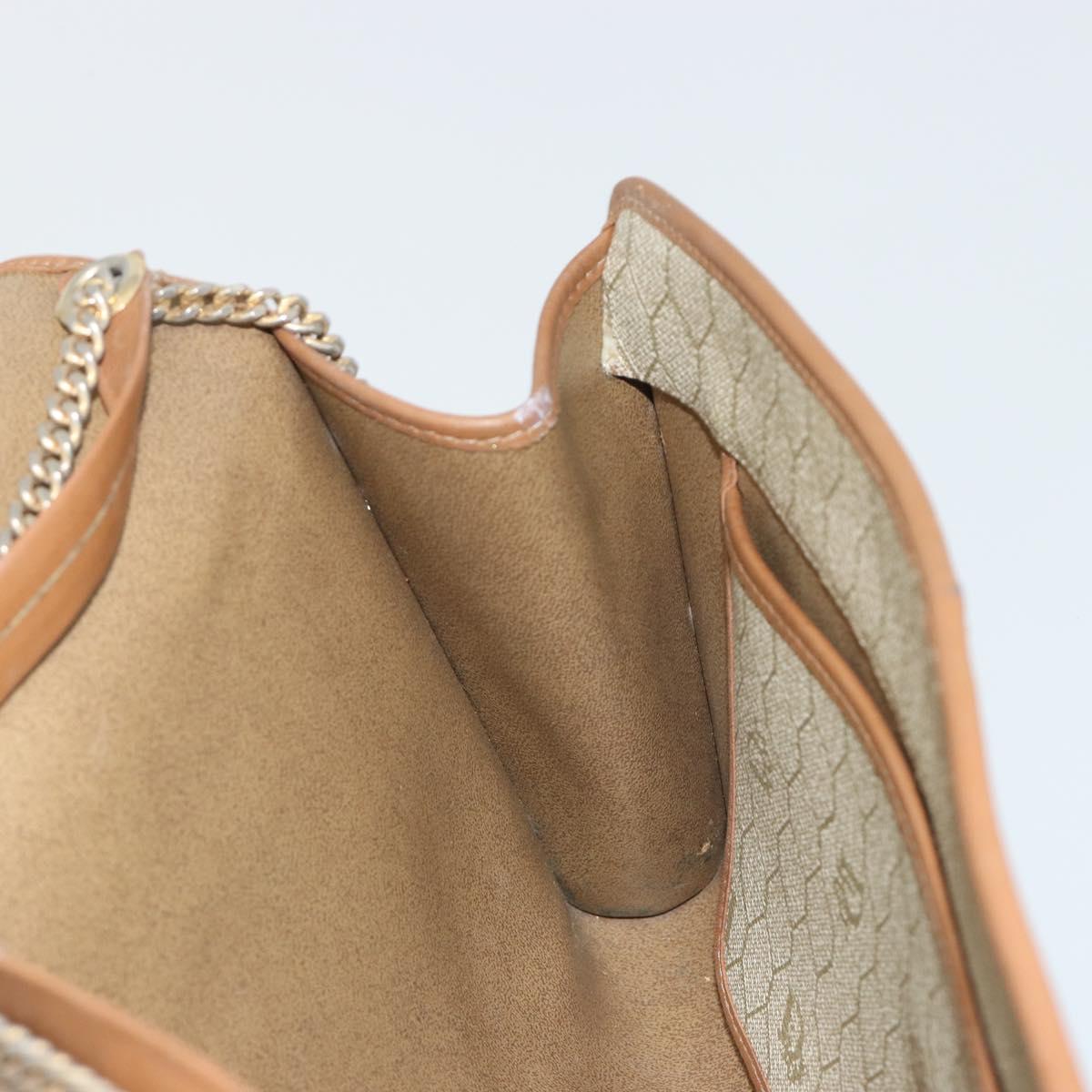 Christian Dior Honeycomb Canvas Shoulder Bag PVC Beige Gold Auth ar13978