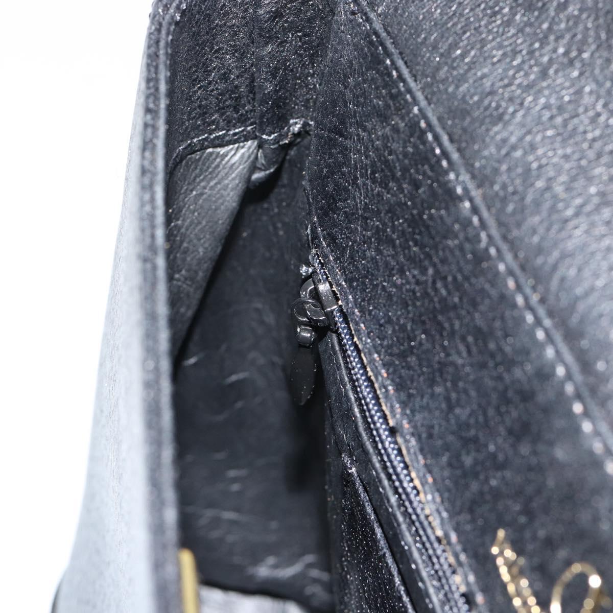 VALENTINO Shoulder Bag Leather Black Gold Auth ar13979