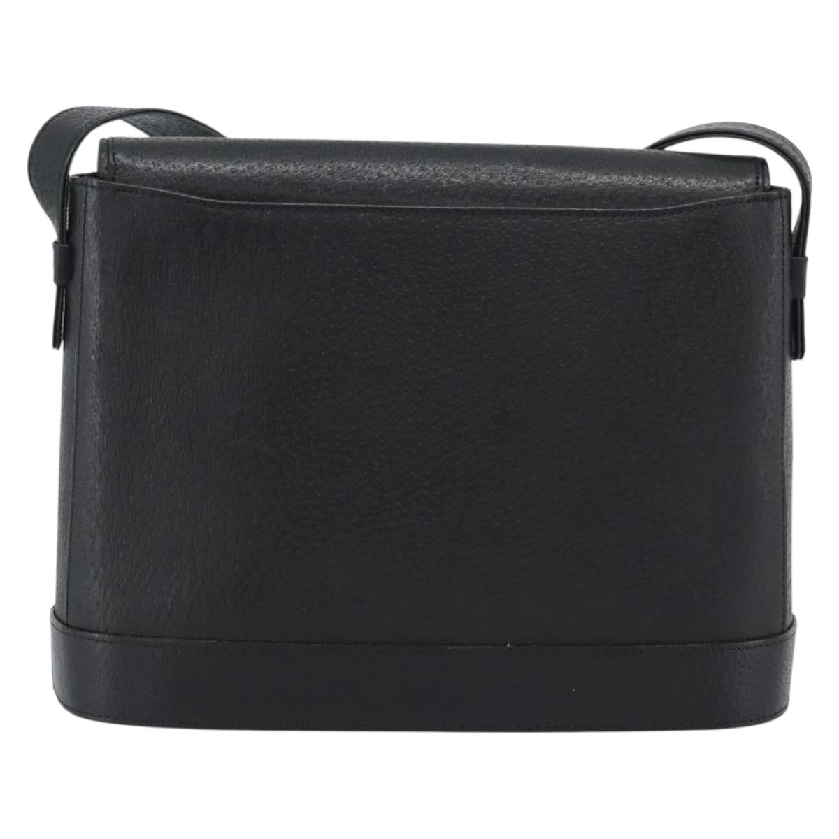 VALENTINO Shoulder Bag Leather Black Gold Auth ar13979