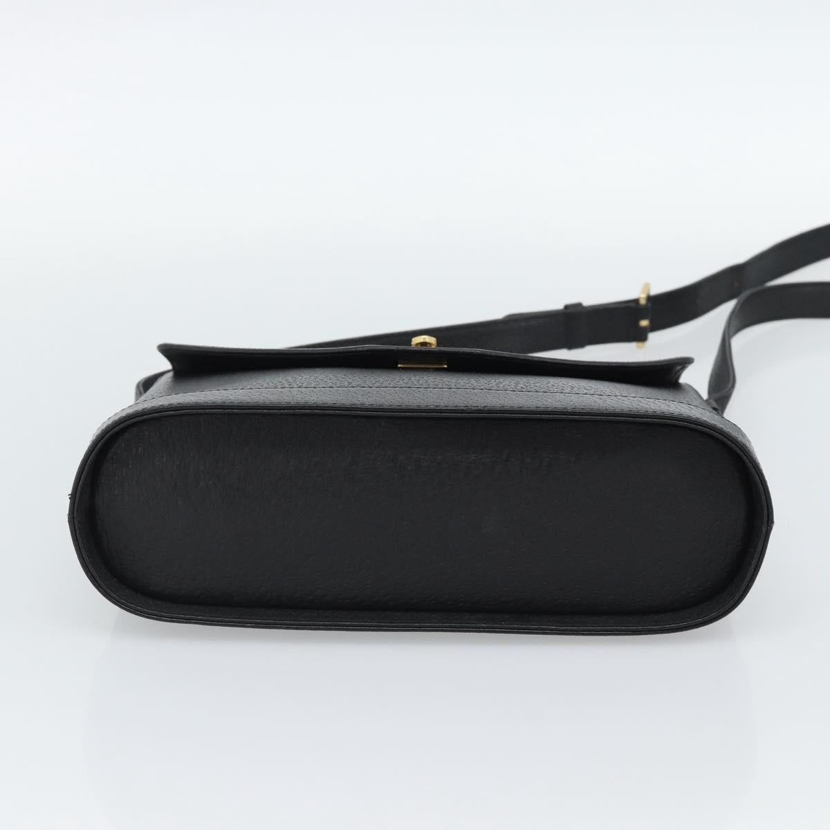 VALENTINO Shoulder Bag Leather Black Gold Auth ar13979