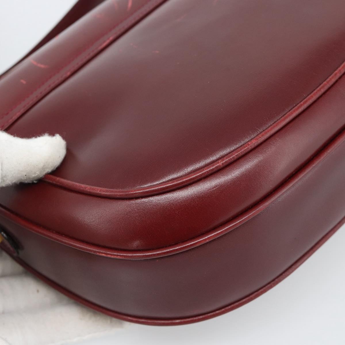 CELINE Shoulder Bag Leather Bordeaux Gold Auth ar13983