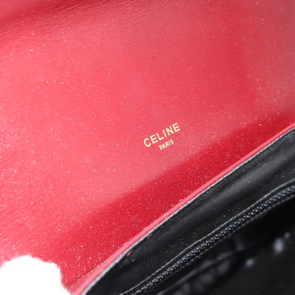 CELINE Shoulder Bag Leather Bordeaux Gold Auth ar13983