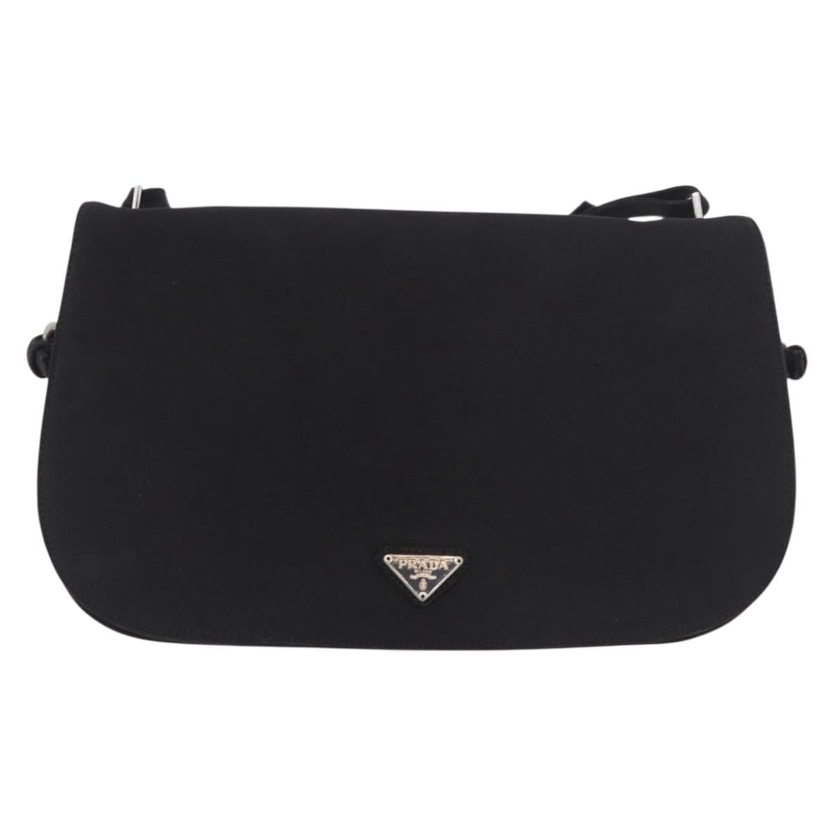 PRADA Shoulder Bag Nylon Black Silver Auth ar13984